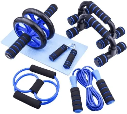 Ab Roller Wheel Set With Push-up Bars Resistance Band Skipping Rope