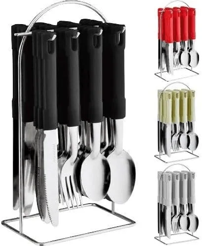 CUTLERY SET STAINLESS STEEL WITH STAND ON RACK