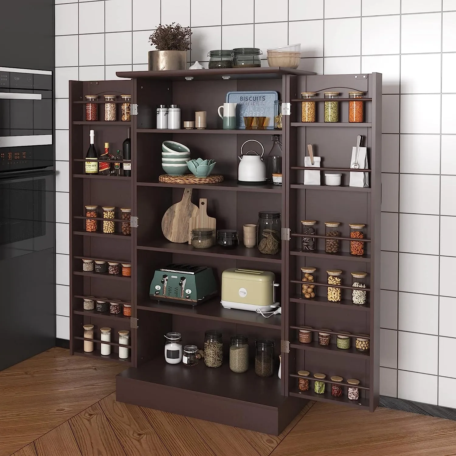 Kitchen Cupboard Pantry Organizer and Storage with Doors