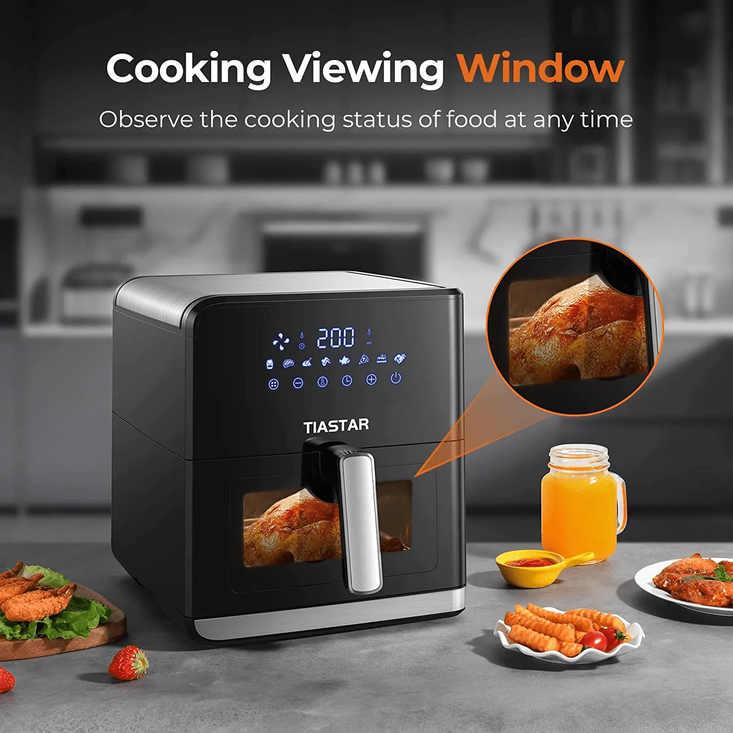 Oil Free Air Fryer Home Use with Clear Window and Rapid Air Technology