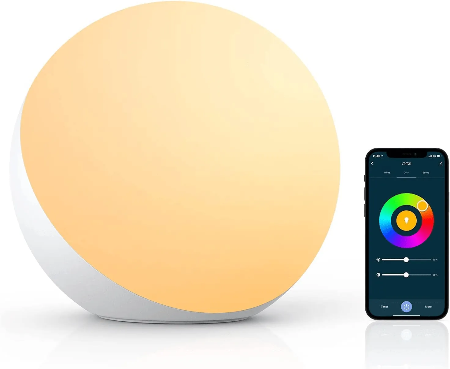 LED RGB Color Changing Dimmable Desk Lamp with App Voice Control