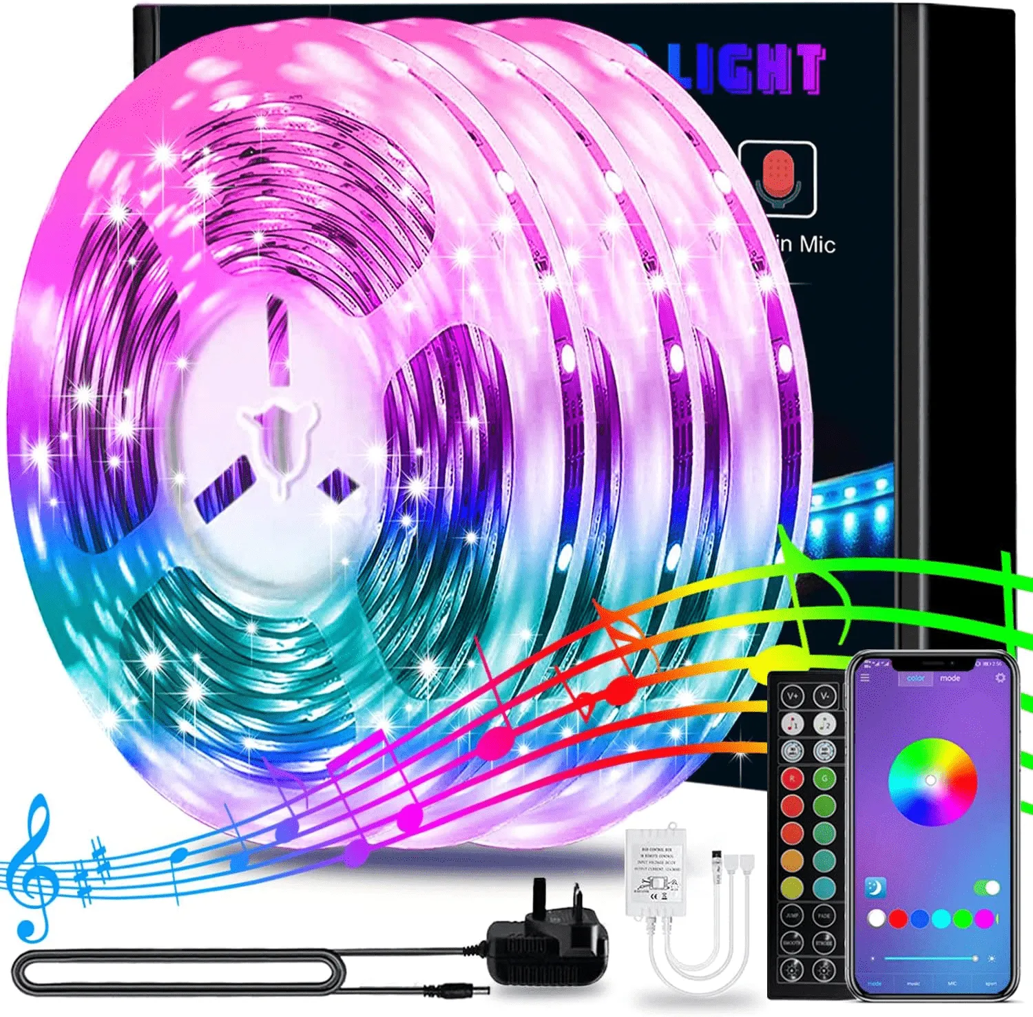 RGB Led Bluetooth Music Sync Smart Color Changing Rope Lights