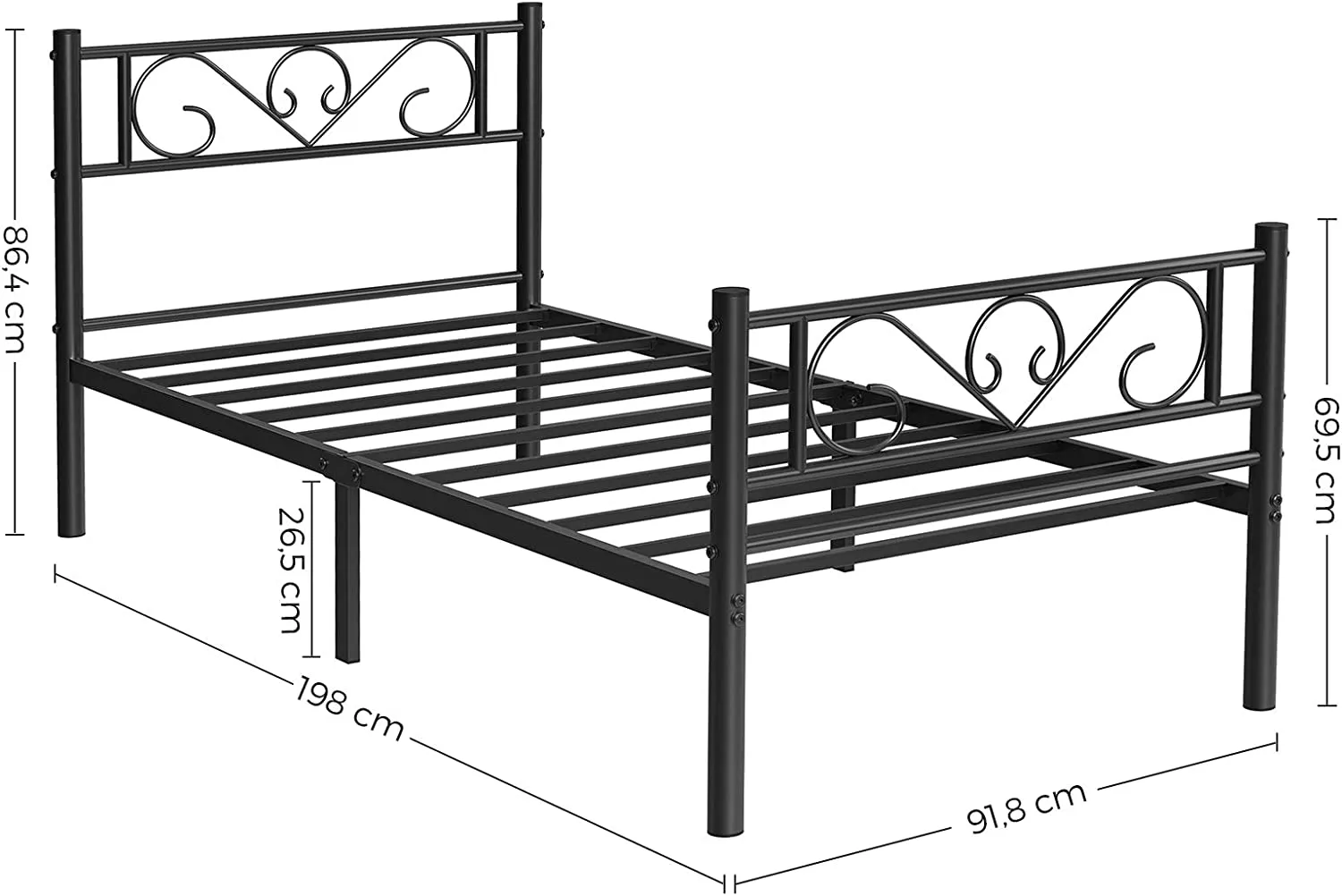 Single Metal Bed Frame Easy Assembly