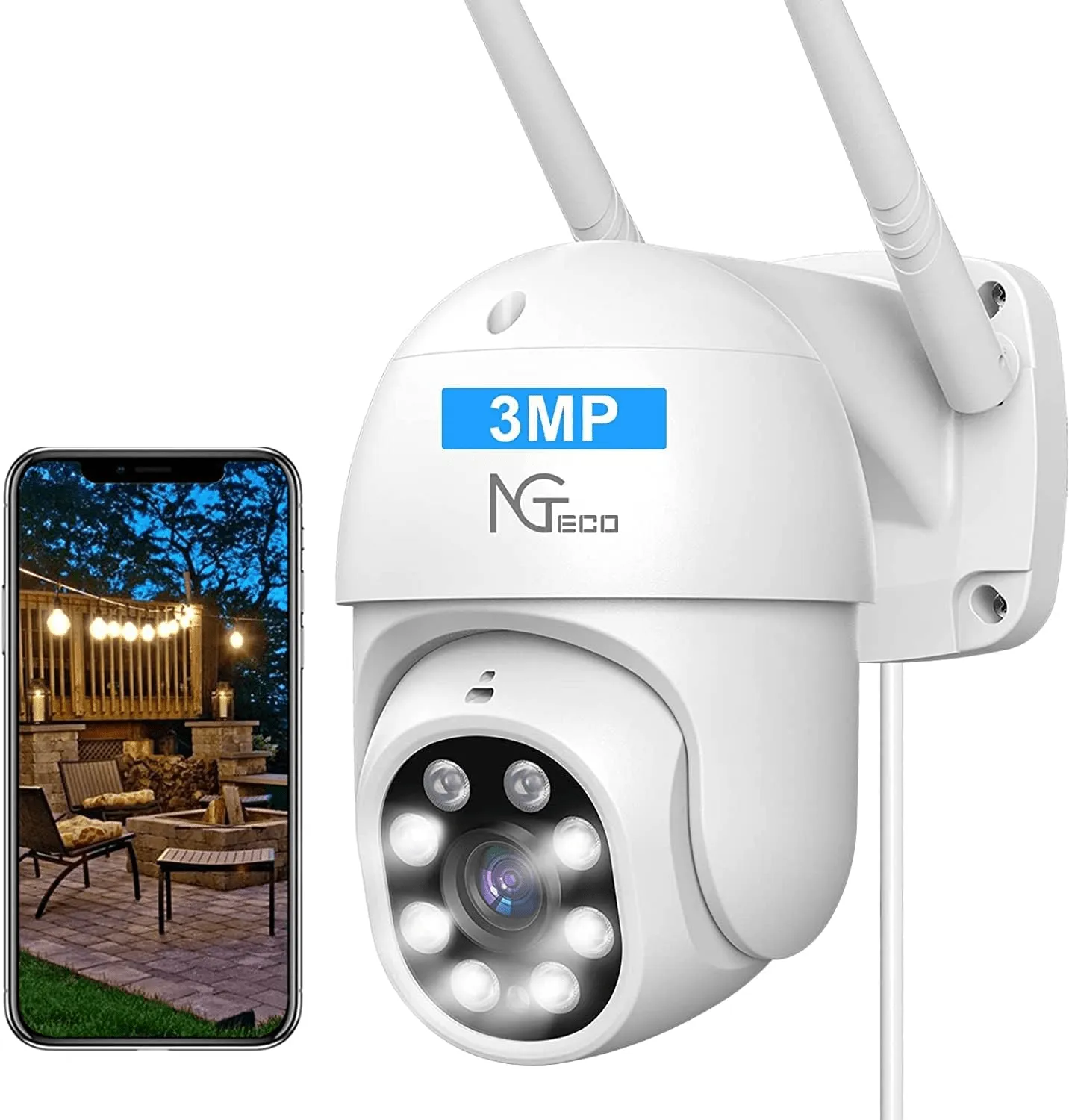 Pan Tilt Surveillance WiFi Camera with Spotlight Night Vision