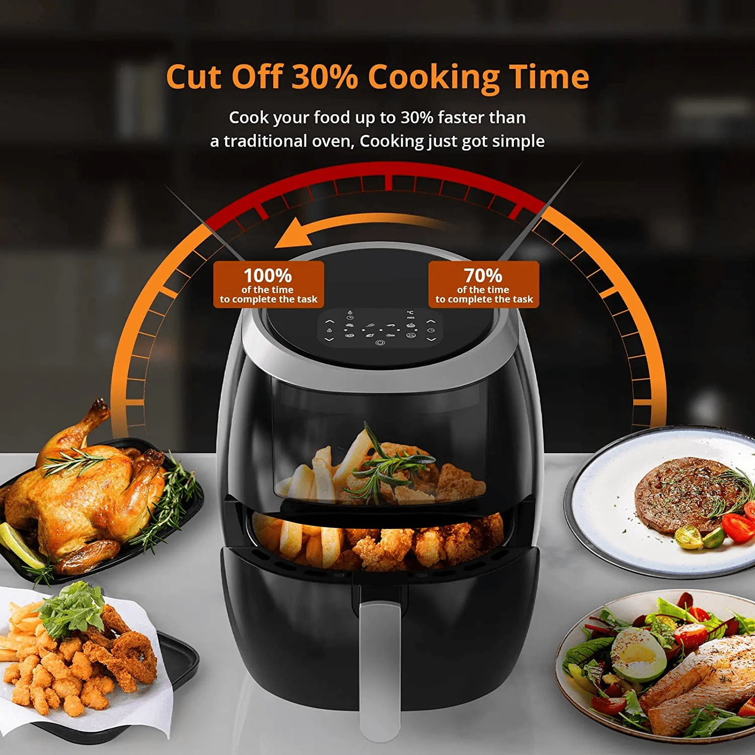 Large Air Fryer Capacity with Rapid Air Circulation