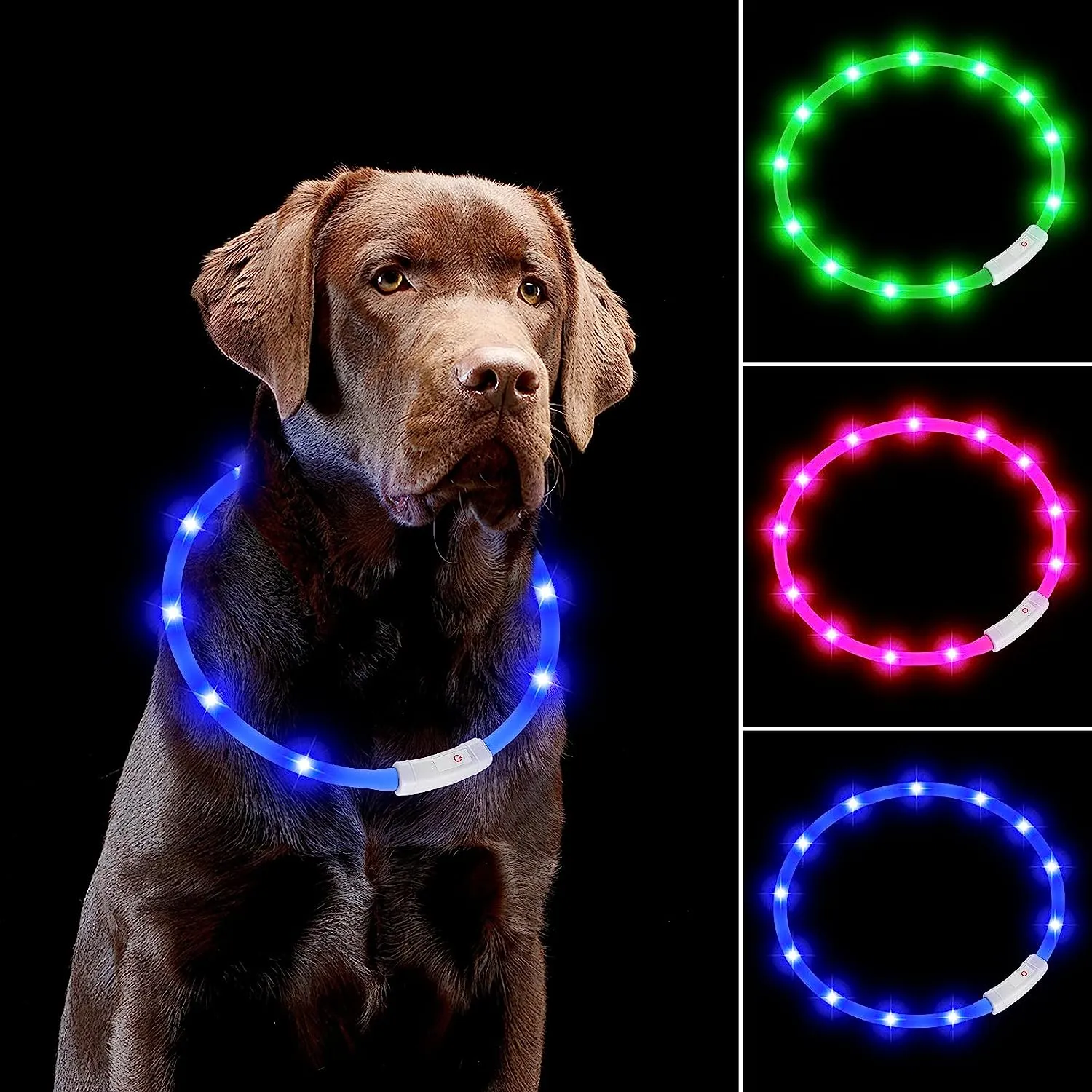 Dog Lights Collar for Night Walking USB Rechargeable