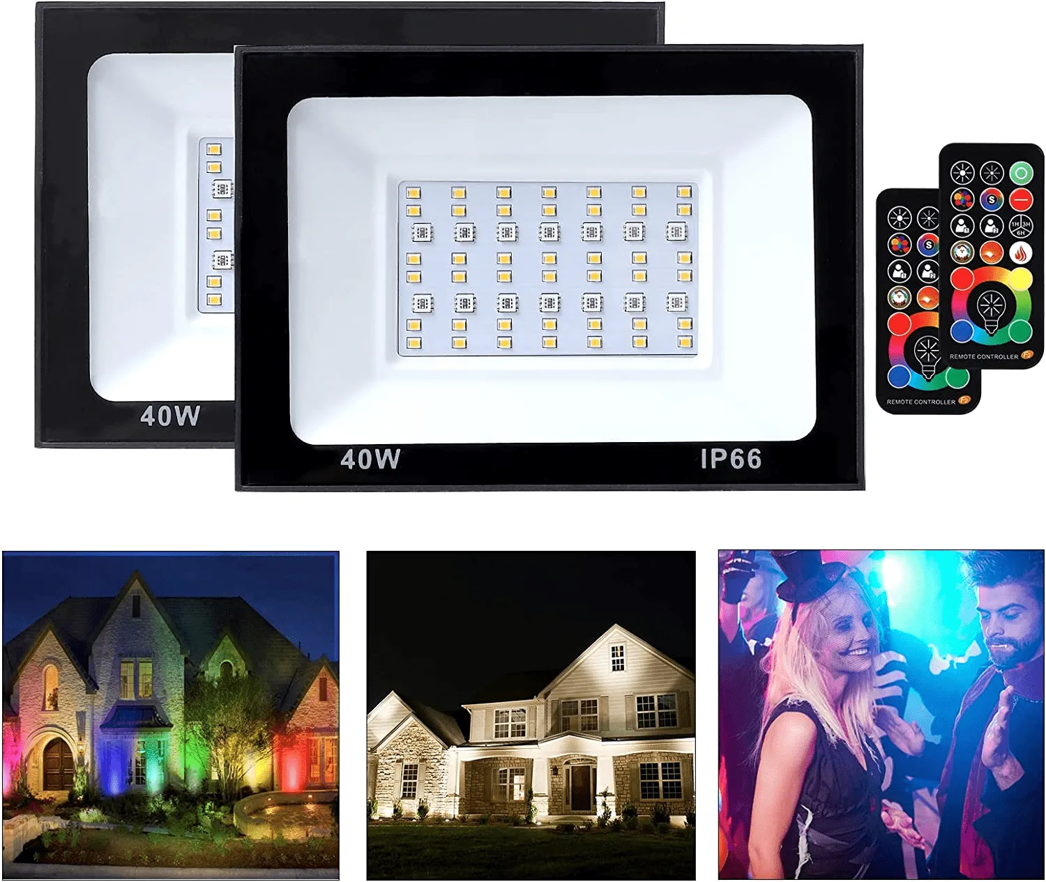 LED Floodlight Outdoor RGB Floodlight with RF Remote