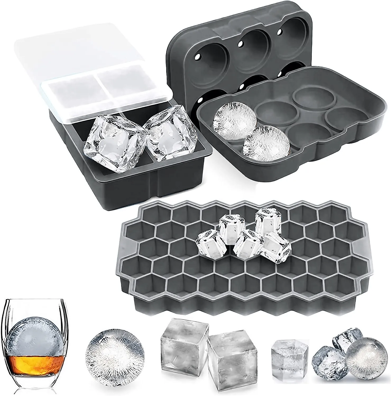 Silicone Ice Cube Tray with Lids