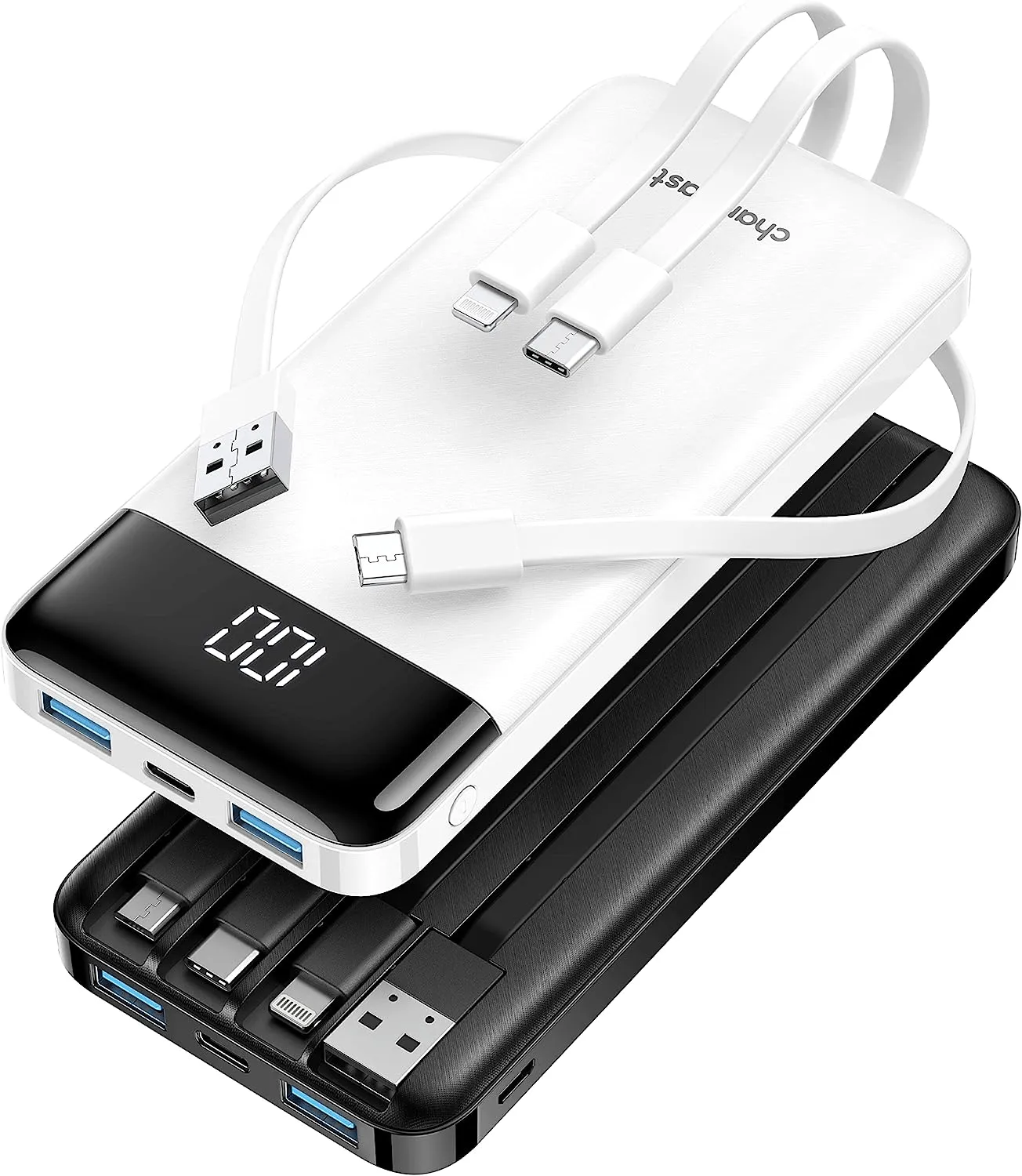 Double Pack Power Bank with built-in cables