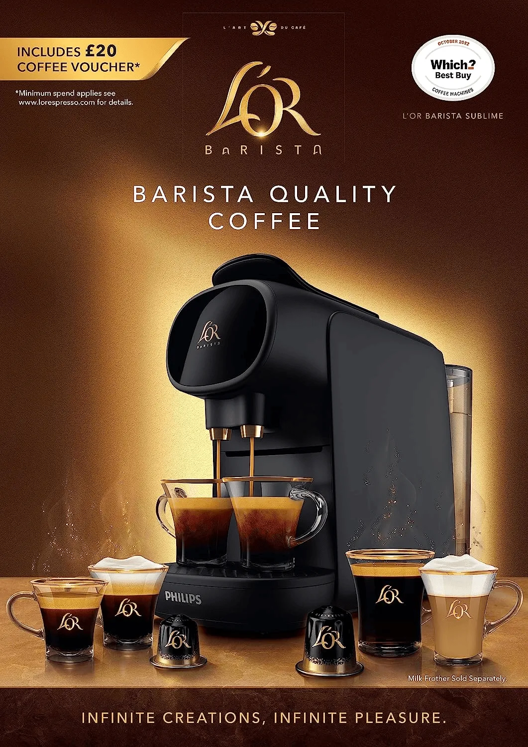 PHILIPS L'OR BARISTA Sublime Coffee Capsule Machine for Double or Single Capsule