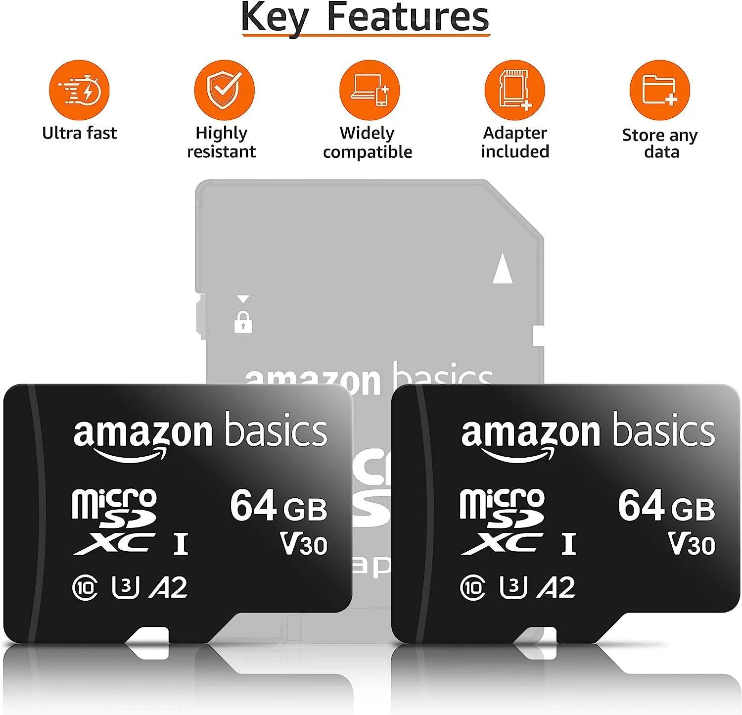 Amazon Basics MicroSDXC 64 GB with SD Adapter