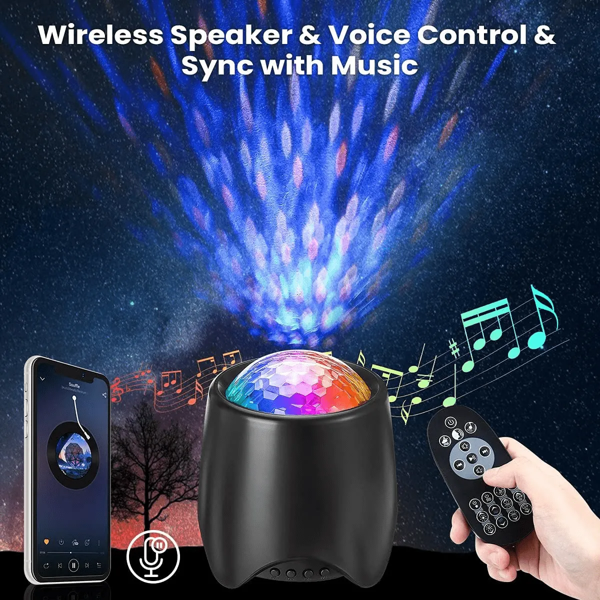 Rotating Galaxy Projector Light White Noise Machine