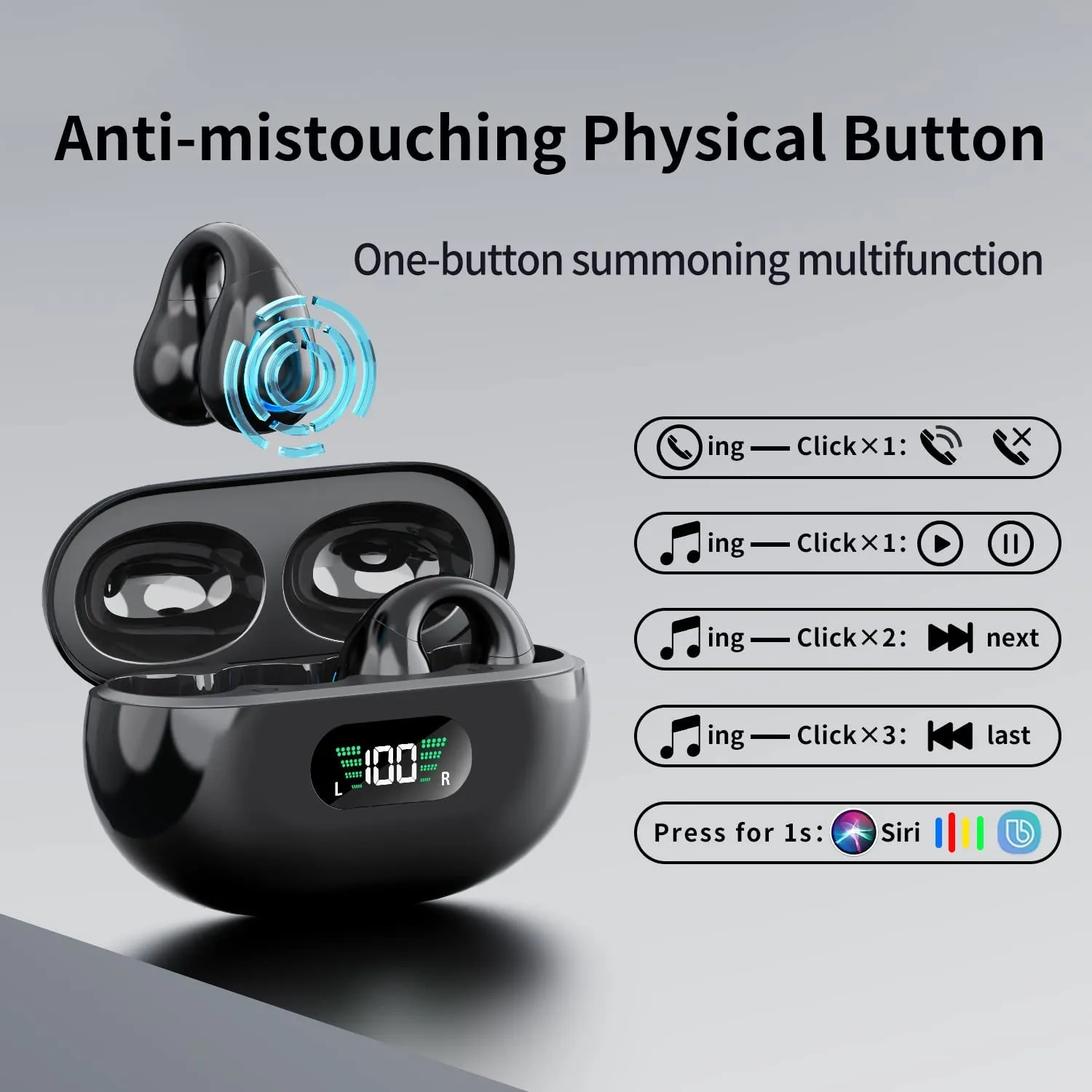 Wireless Headphones Bluetooth Ear Clip Earphones