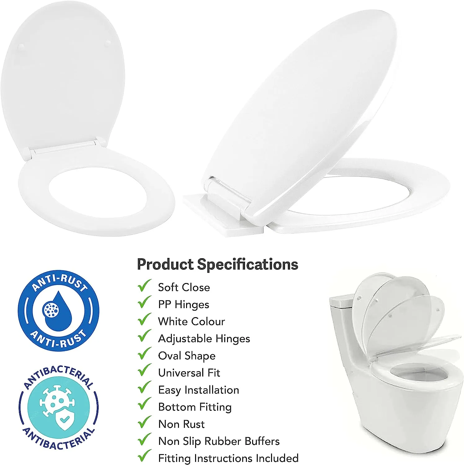 Toilet Seat Soft Close Bathroom White Toilet Seat