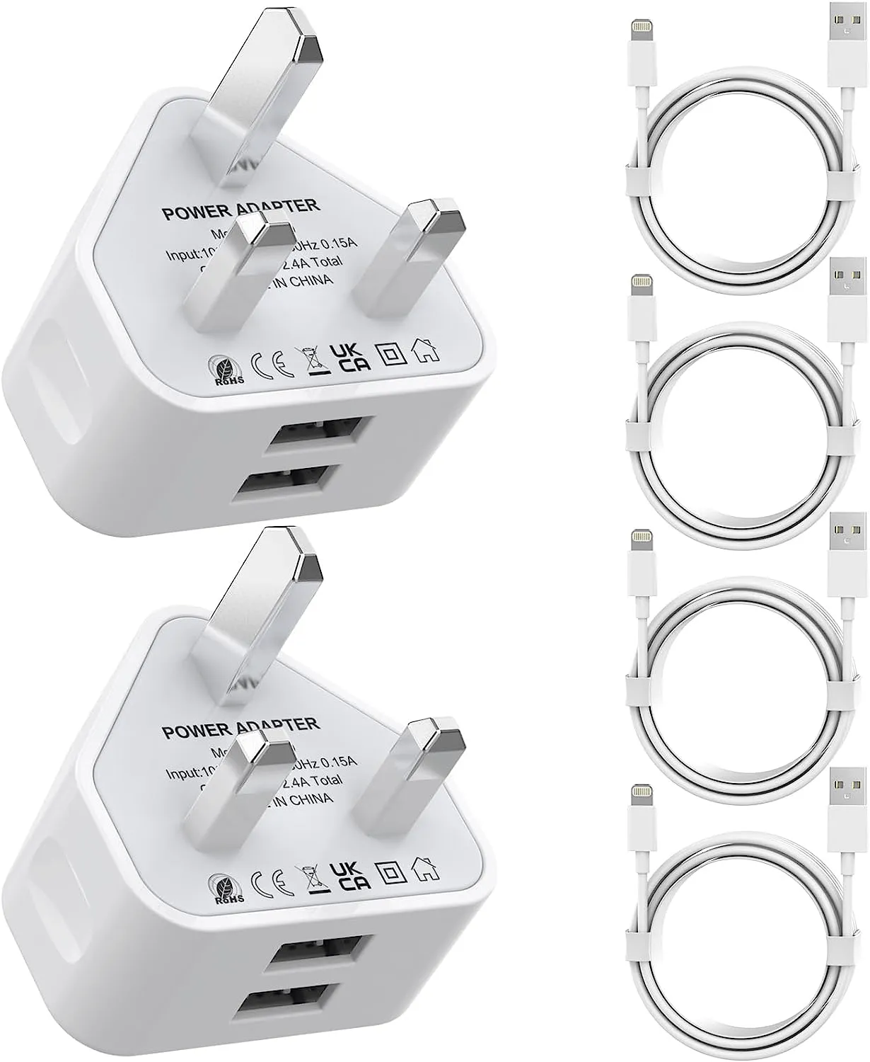 Apple MFi Certified dual Pack Dual USB Wall Charger Plug