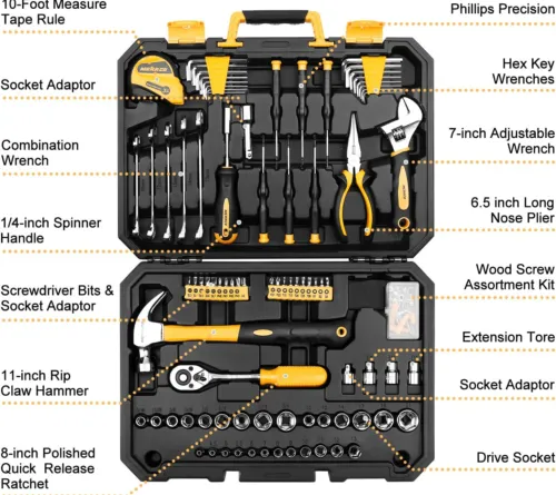 Home Repair DIY Tools Basic Hand Toolbox Set