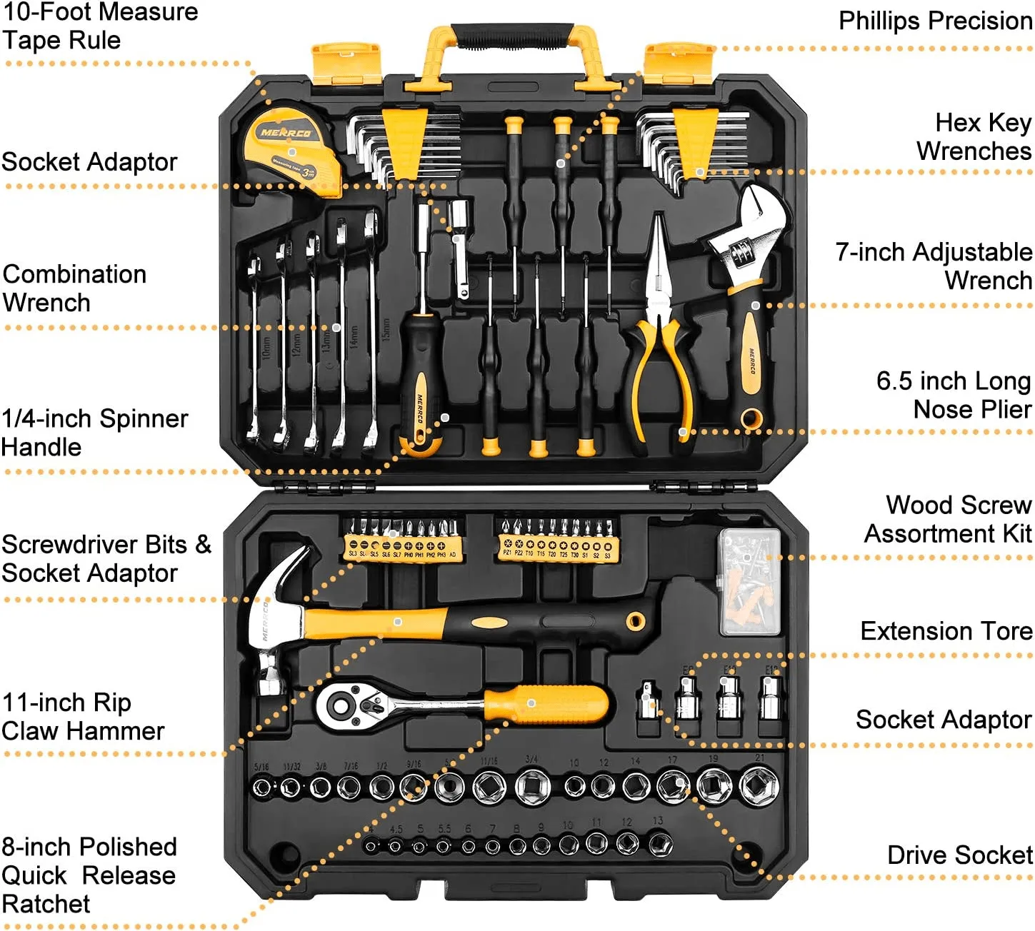 Home Repair DIY Tools Basic Hand Toolbox Set