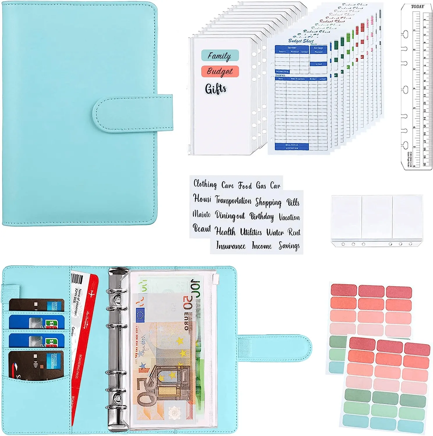 Budget Planner with Cash Envelop Ring Binder Money Organiser