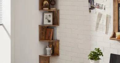 Zigzag Floating Shelf Bookcase for Kitchen Bedroom Living Room