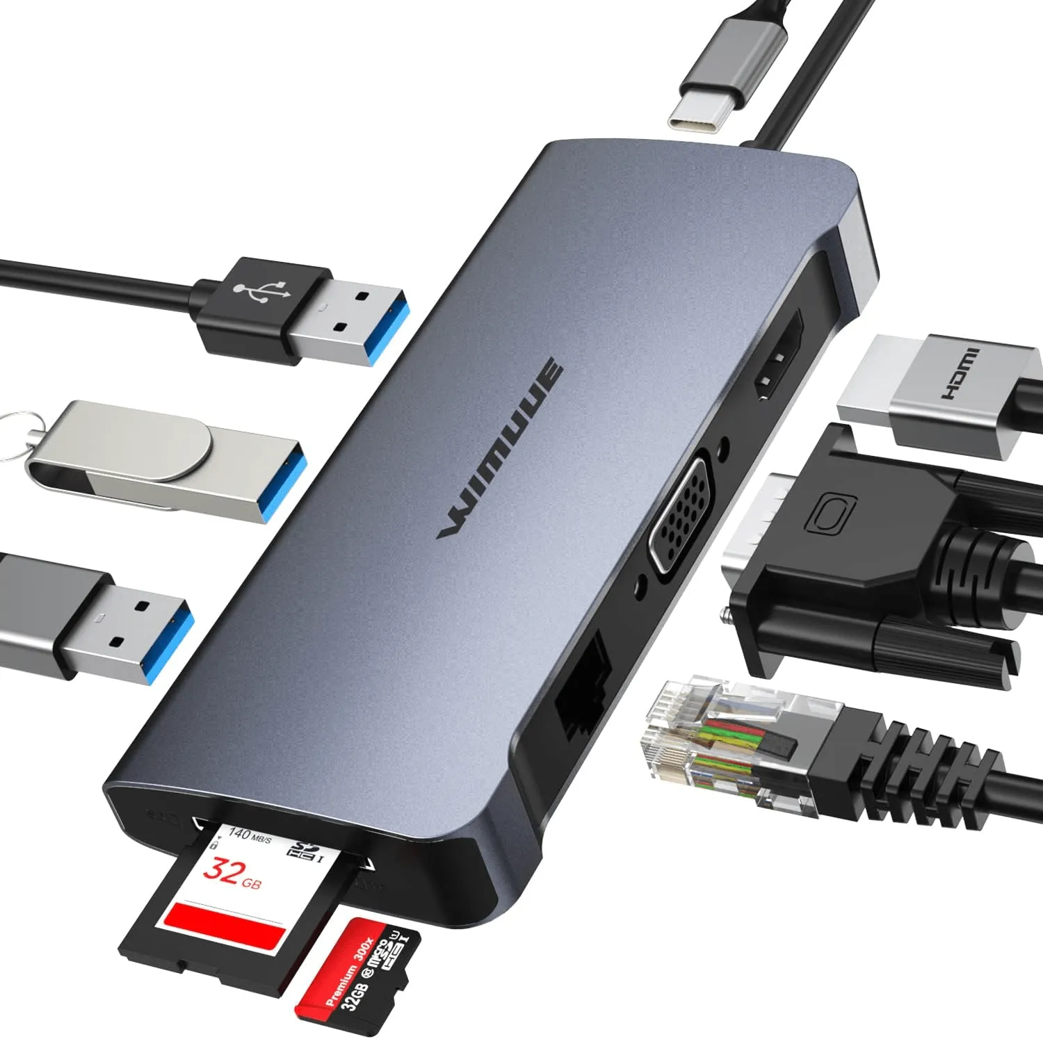 USB C Hub Aluminum Adapter with Power Delivery