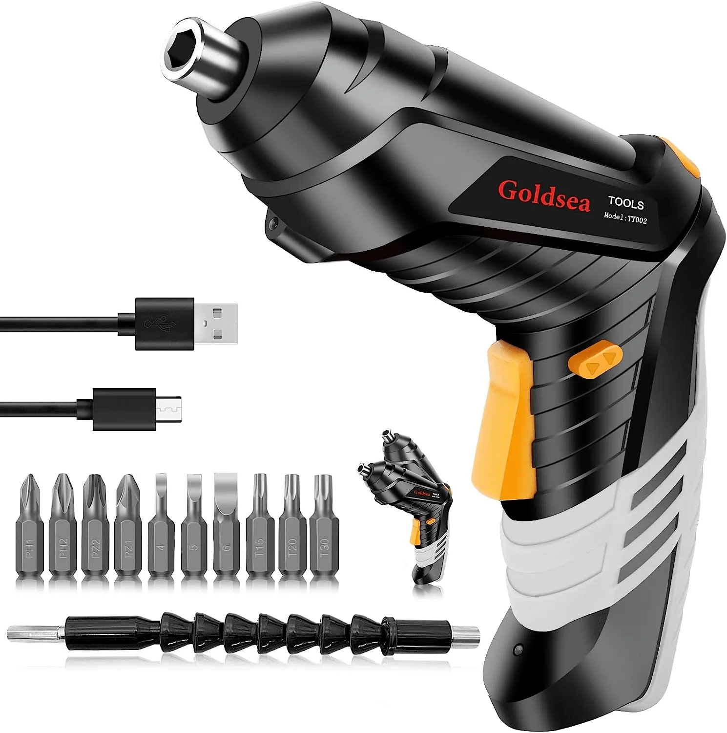 Electric Screwdrivers Cordless Handle with Rechargeable Lithium-Ion Battery and LED