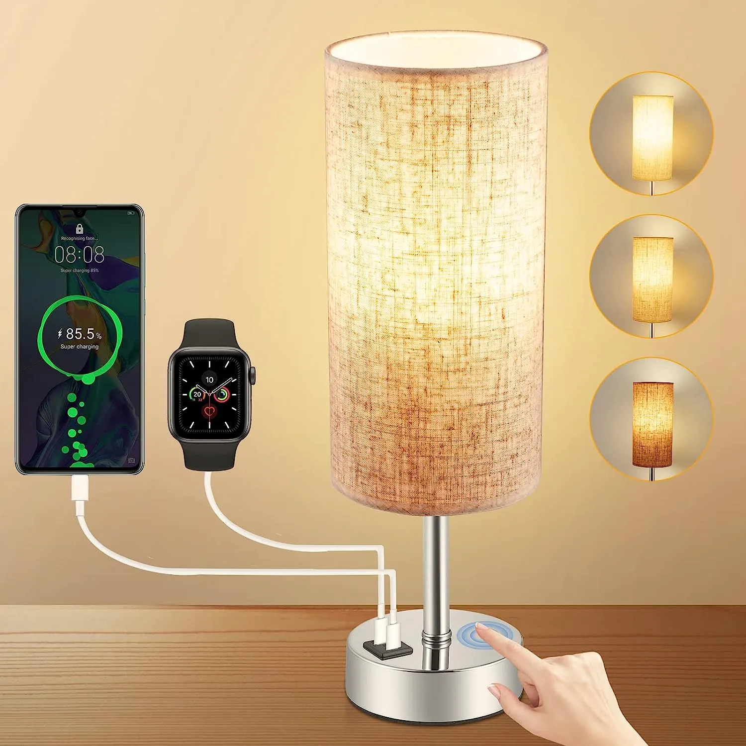 Bedside Light with 2USB Charging Ports and Dimmable