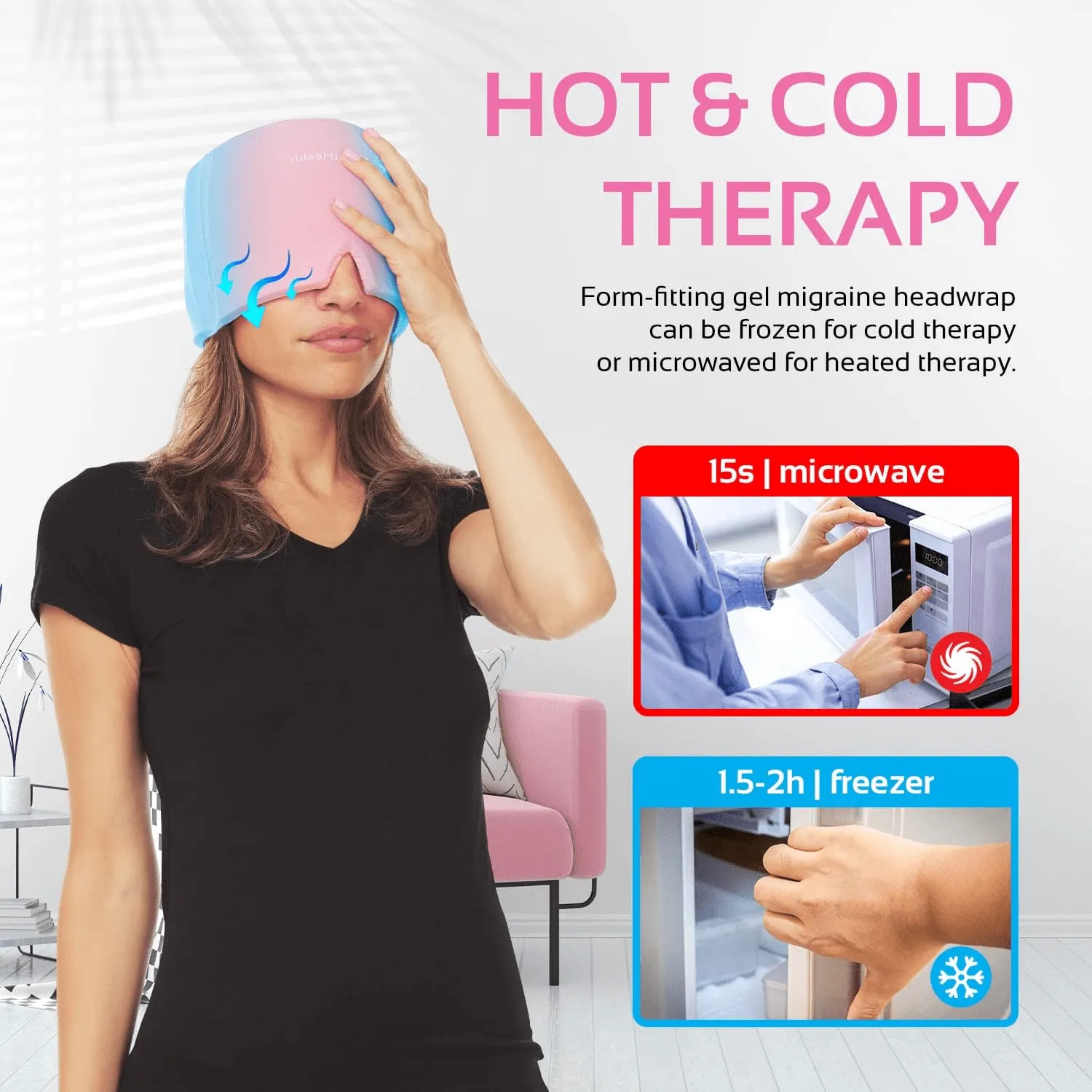 Cold Gel Migraine Relief Ice Head Wrap Headache