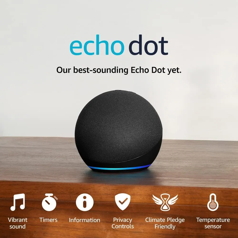 Big vibrant sound Wi-Fi and Bluetooth Echo Dot smart speaker