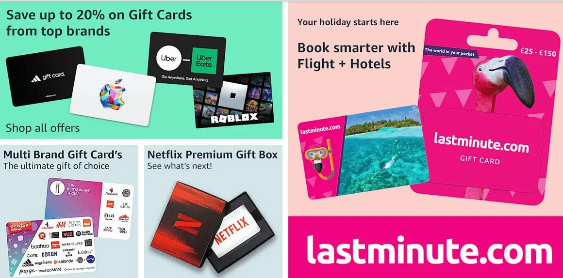 Amazon running deals on mayor brands gift cards
