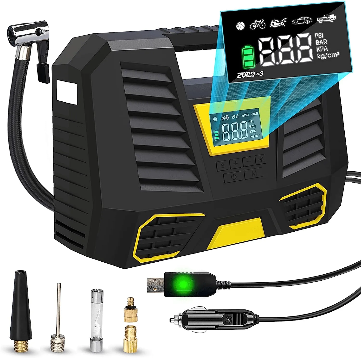 Cordless Tire Inflator Portable Air Compressor with Fast Inflation