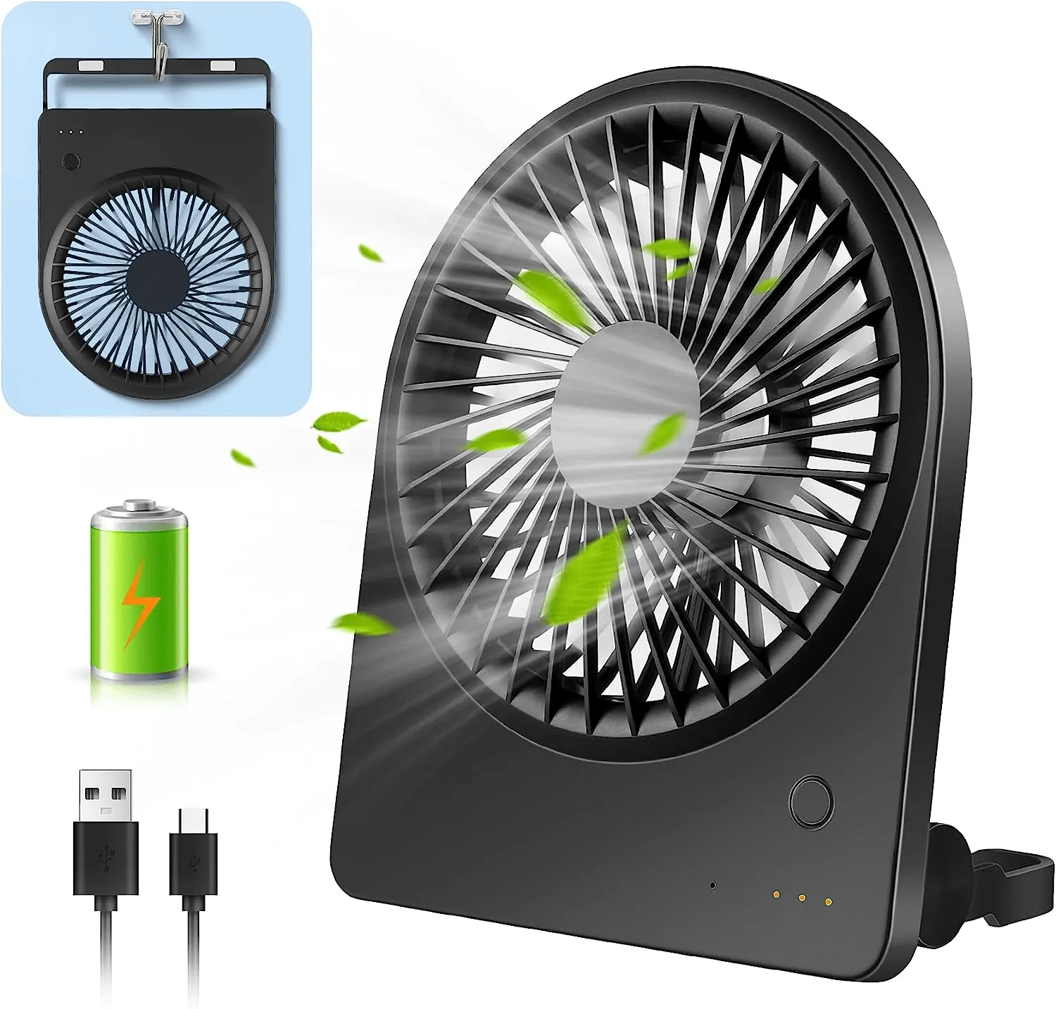 Desk Fan Silent Powerful USB Fan Battery Powered