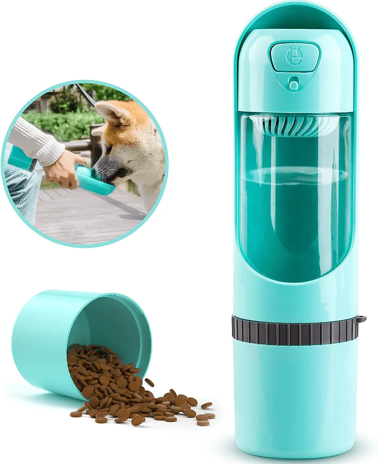 Dog Walking Travel Water Bottle with Food Container