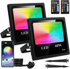 RGB LED Flood Lights Outdoor with Spike Color Changing