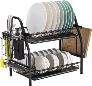 Rust-Proof Dish Drainer With Utensil Holder