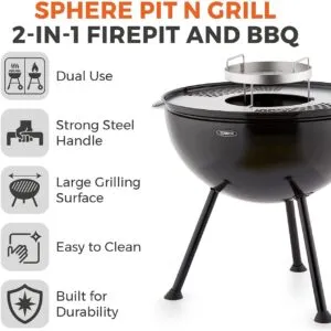 Tower Sphere Fire Pit and BBQ Grill