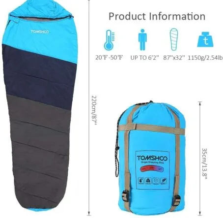 Mummy Sleeping Bag Ultralight Portable Waterproof with Compression Bag