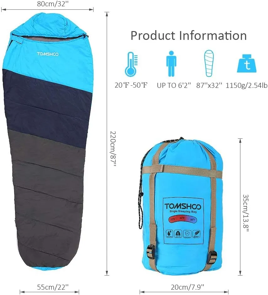 Mummy Sleeping Bag Ultralight Portable Waterproof with Compression Bag