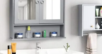 Double Door Mirror Shelf Storage Bathroom Cabinet