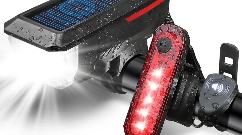 Bike Light Solar and USB Rechargeable Bicycle Light Set