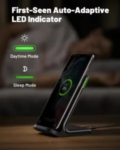 Fast Wireless Charging Stand with Sleep-friendly Adaptive Light
