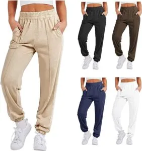 Solid Sweatpants Baggy Casual High Waisted for Women