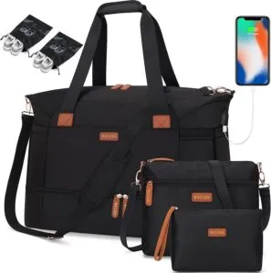 Gym Bag for Women Weekender Overnight Bag with USB Charging Port