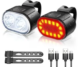 Rechargeable Bike Lights Set Front and Back Waterproof