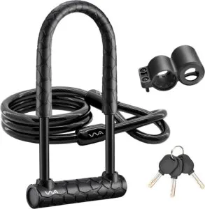 Heavy Duty Combination Bicycle U-Lock Shackle with Security Cable