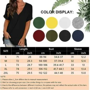 Short Sleeve Tops Solid Color V Neck Tee Shirt