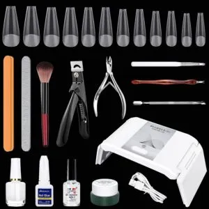 Nail Tips and Glue Gel Kit with Nail Lamp