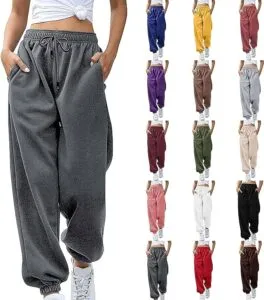 High Waist Sporty Gym Athletic Fit Jogger Pants Lounge Trousers