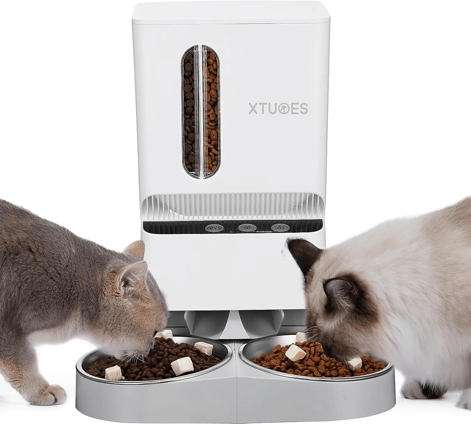 Automatic Cat Feeder Double Hopper Smart Pet Dry Food Dispenser