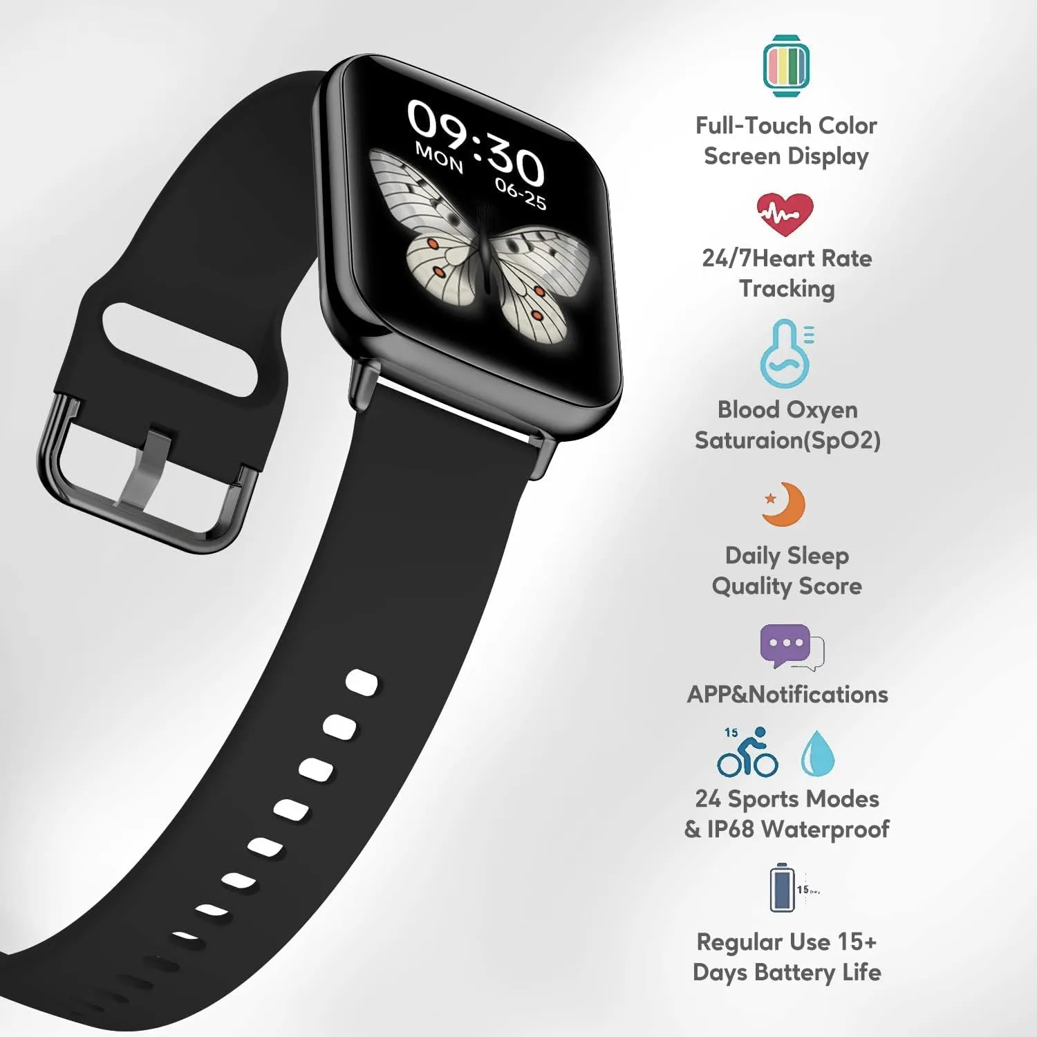 Full Touch Screen Fitness Tracker with Sleep Monitor