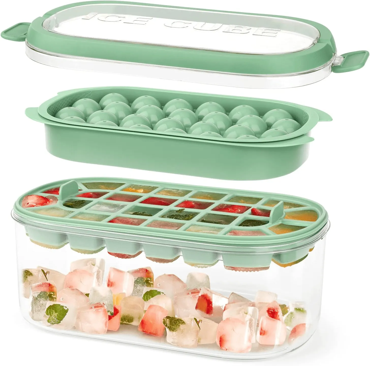 Ice Cube Tray with Non-Spill Removable Lid